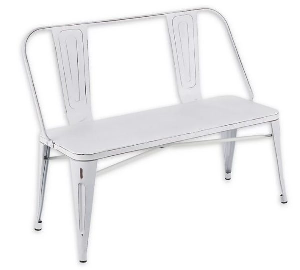 91.White Distressed Bench